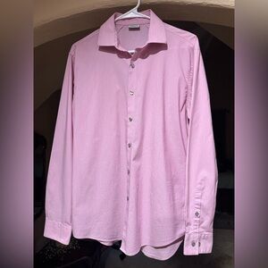 Kenneth Cole Men's Casual Pink Button Down Shirt